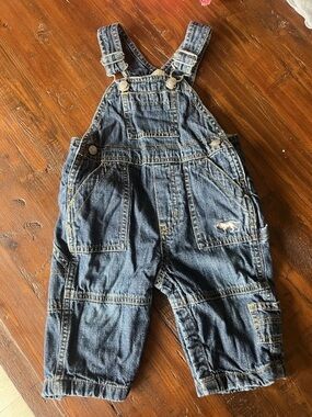 Baby Gap Boy’s Jersey Lined Denim Overalls 6-12 Months